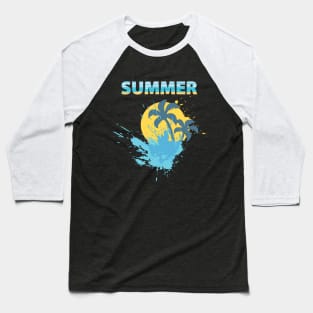 Summer Time Funny gift for summer lovers sun with splash water, palm trees creative design Baseball T-Shirt